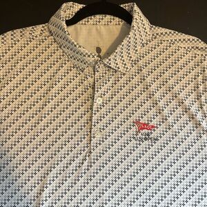 USGA PGA 123rd US Open LACC Men’s Polo Size Large Geometric AOP Print EUC